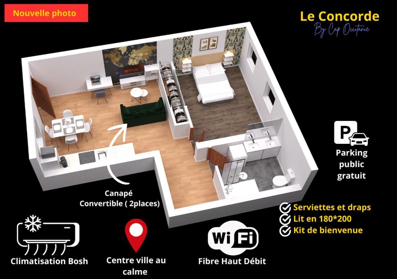 Le Concorde-Wifi-Clim-Parking-3Etoiles-Ockeys Apartment Bram Екстериор снимка